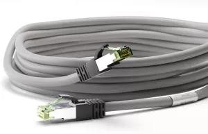 Photo de Câble/Cordon réseau Goobay RJ45 Catégorie 8.1 SSTP (S/FTP) Droit 1m (Gris)