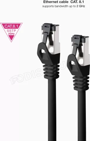 Photo de Câble/Cordon réseau RJ45 Nanocable Catégorie 8 SSTP (S/FTP) 3m (Noir)