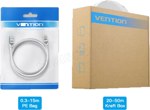 Photo de Câble/Cordon réseau RJ45 Vention Catégorie 6A SFTP (S/FTP) Droit 20m (Gris)