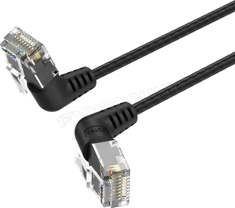 Photo de Câble/Cordon réseau RJ45 Vention Catégorie 6A UTP (F/UTP) Coudé 3m (Noir)