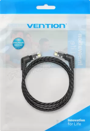 Photo de Câble/Cordon réseau RJ45 Vention Catégorie 6A UTP (F/UTP) Coudé 3m (Noir)
