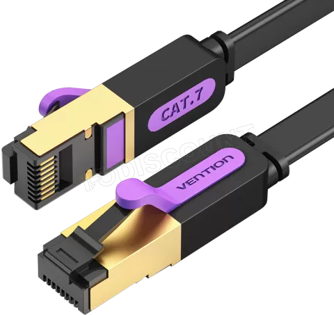 Photo de Câble/Cordon réseau RJ45 Vention Catégorie 7 S-FTP (S/FTP) Droit 10m (Noir)