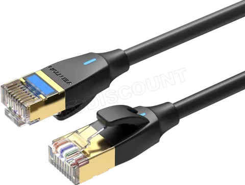Photo de Câble/Cordon réseau RJ45 Vention Catégorie 8 SFTP (S/FTP) Droit 2m (Noir)