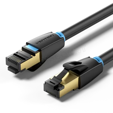 Photo de Câble/Cordon réseau RJ45 Vention Catégorie 8 SSTP (S/FTP) 1m (Noir)