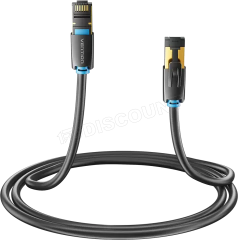 Photo de Câble/Cordon réseau RJ45 Vention Catégorie 8 SSTP (S/FTP) 3m (Noir)