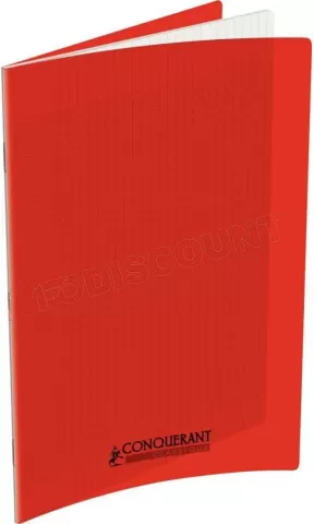 Photo de Cahier Conquérant Classique Grands Carreaux 48 pages 90gr Couverture polypro (24x32cm) (rouge)
