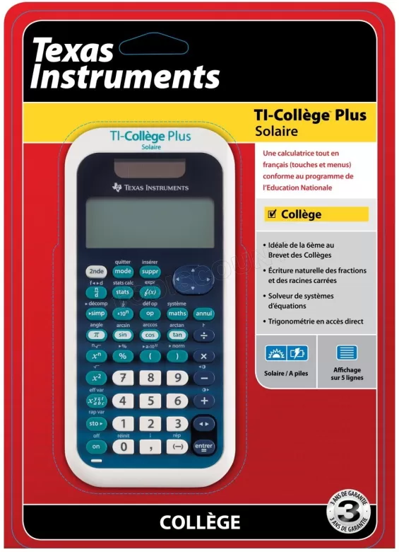 Calculatrice scientifique Texas Instruments - Collège - TI