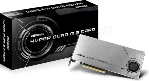 Photo de Carte Controleur PCIe 4.0 16x Asrock Hyper Quad pour NVMe M.2