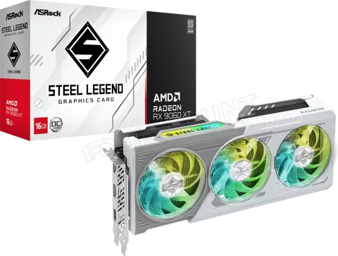 Photo de Carte Graphique ASRock Radeon RX 9060 XT Steel Legend OC 16Go