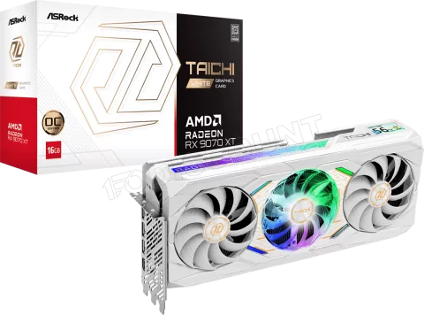 Photo de Carte Graphique ASRock Radeon RX 9070 XT Taichi OC 16Go (Blanc)