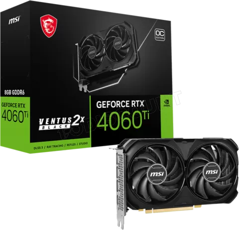 Photo de Carte Graphique Nvidia MSI GeForce RTX 4060 Ti Ventus 2X Black OC 8Go