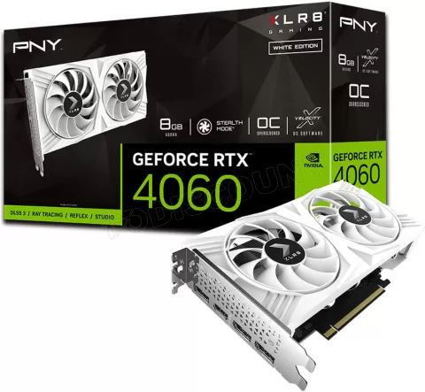 Photo de Carte Graphique Nvidia PNY GeForce RTX 4060 XLR8 Verto Dual Fan White OC 8Go