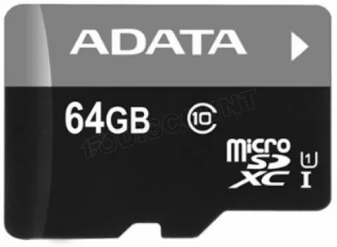 Photo de Carte mémoire Micro SD Adata Premier 64Go Class 10 + adaptateur SD