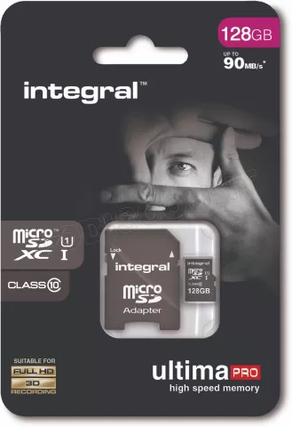 Photo de Carte mémoire Micro SD avec adaptateur Integral UltimaPro - 128Go