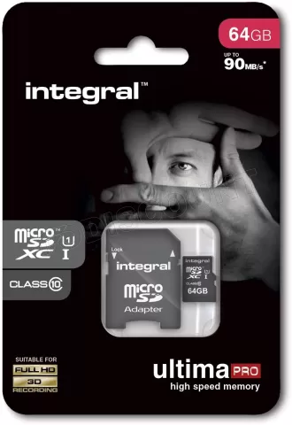 Photo de Carte mémoire Micro SD avec adaptateur Integral UltimaPro - 64Go