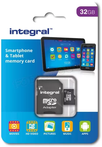 Photo de Carte mémoire Micro SD avec adaptateur Integral UltimaPro A1 Tablettes/Smartphones - 32Go
