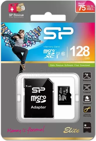 Photo de Carte mémoire Micro SD avec adaptateur Silicon Power Elite - 128Go