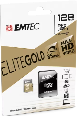 Photo de Carte mémoire Micro SD Emtec EliteGold - 128Go avec adaptateur