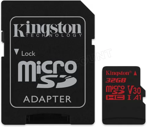 Photo de Carte mémoire Micro SD Kingston Canvas React - 32Go avec adaptateur