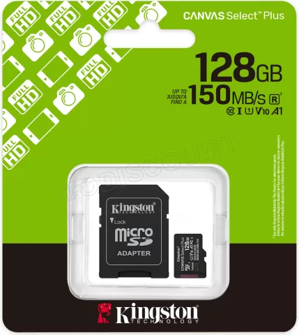 Photo de Carte mémoire Micro SD Kingston Canvas Select Plus Gen3 - 128Go