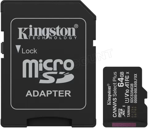 Photo de Carte mémoire Micro SD Kingston Canvas Select Plus Gen3 - 64Go