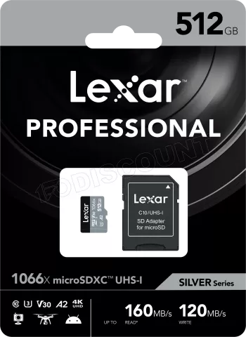 Photo de Carte mémoire Micro SD Lexar 1066x - 512Go avec adaptateur