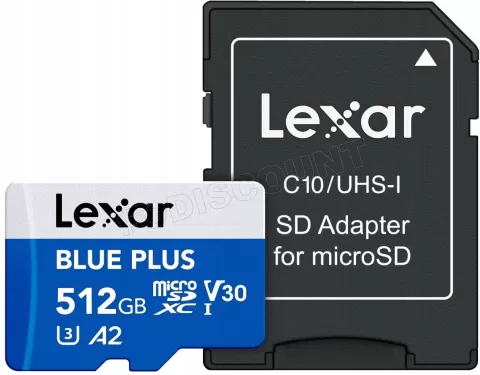 Photo de Carte mémoire Micro SD Lexar Blue PLus - 512Go