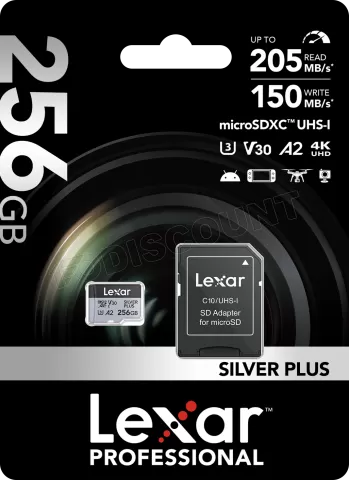 Photo de Carte mémoire Micro SD Lexar Silver Plus - 256Go