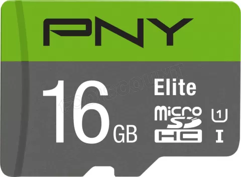 Photo de Carte mémoire Micro Secure Digital (micro SD) PNY Elite 16Go Class 10 avec adaptateur