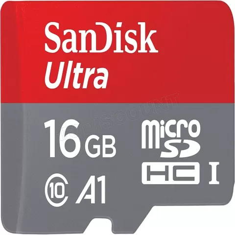Photo de Carte mémoire Micro Secure Digital (micro SD) Sandisk Ultra 16Go SDHC + Adaptateur