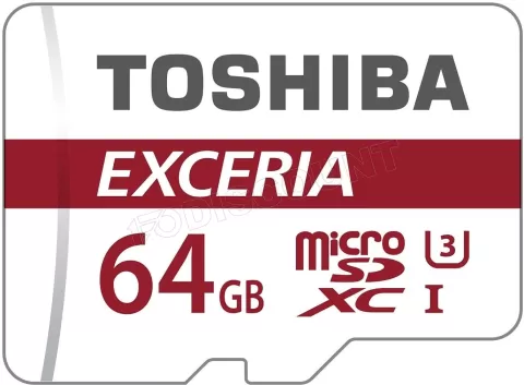 Photo de Carte mémoire Micro Secure Digital (micro SD) Toshiba Exceria M302 64 Go SDXC UHS-I Class 10 avec adaptateur