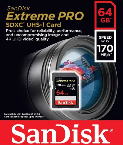 Photo de Carte mémoire SD Sandisk Extreme Pro - 64Go