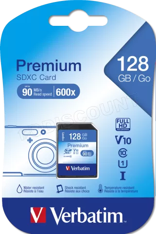 Photo de Carte mémoire SD Verbatim U1 Premium - 128Go