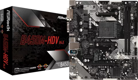 Photo de Carte Mère ASRock B450M-HDV R4.0 (AM4) Micro ATX