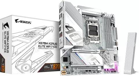 Photo de Carte mère Gigabyte X870M Aorus Elite WiFi7 Ice (AM5) Micro ATX