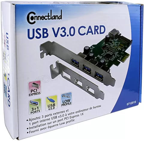 Photo de Carte PCI-Express Connectland USB 3.0 - 3 ports externes + 1 interne