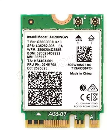 Photo de Carte Réseau M.2 Type 2230 Intel WiFi Wi-Fi 6 AX200 + Bluetooth 5.0 (U410 / 02HK705)