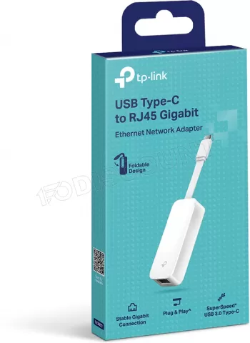Photo de Carte Réseau USB 3.0 Type C TP-Link UE300C vers RJ45 Gigabit (Blanc)