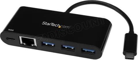 Photo de Carte Réseau USB 3.1 Type C StarTech 10/100/1000 Mbits + hub 3 ports USB 3.0