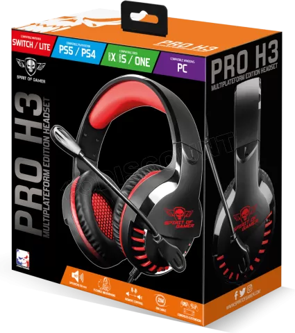 Photo de Casque Gamer filaire Spirit of Gamer Pro-H3 (Noir/Rouge)