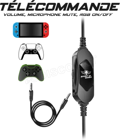 Photo de Casque Gamer filaire Spirit Of Gamer Xpert H700 RGB (Noir/Blanc)