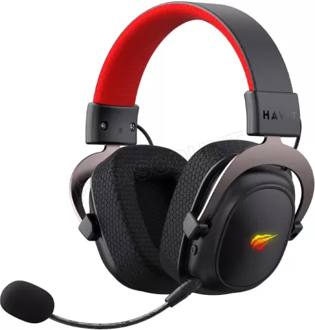 Photo de Casque Gamer sans fil Havit Fuxi H2002BG (Noir/Rouge)