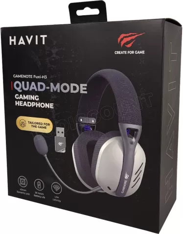 Photo de Casque Gamer sans fil Havit Gamenote Fuxi H3 (Noir/Blanc)