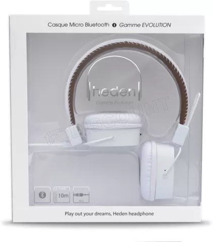Photo de Casque Micro Sans Fil Heden Evolution Bluetooth rechargeable (Blanc)