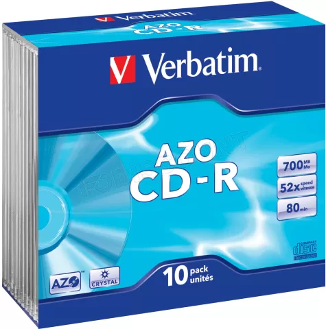Photo de CD Verbatim 700 Mo 52X AZO ( Boite Slim de 10 )
