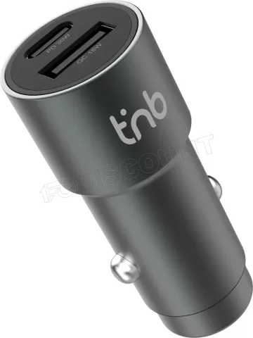 Photo de Chargeur Allume Cigare T'nB 1x USB-A + 1x USB-C 48W (Gris)
