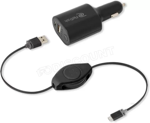 Chargeur Allume Cigare USB Retrak avec batterie intégrée (cable Micro USB  rétractable) à prix bas