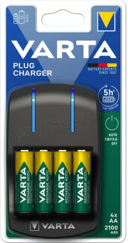 Photo de Chargeur de Piles Varta Plug Charger + 4 piles rechargeables AA 2100mAh