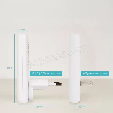 Photo de Chargeur de voyage Tooq GaN 1x USB-C + 1x USB-A  65W (Blanc)