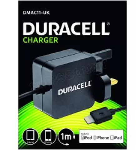 Chargeur Duracell secteur 2.4a pour Apple Lightning UK (noir) à prix bas